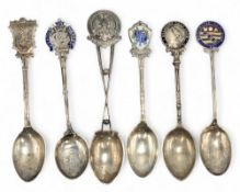 6x Silver and enamel Golfing Spoons, hallmarked examples, Ashton on Mersey Golf Club, Freshfields