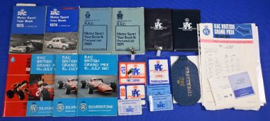 RAC Racing Memorabilia. To include programmes from 1965, 1967, 1969, fixture books 1969, 1971, 1974,