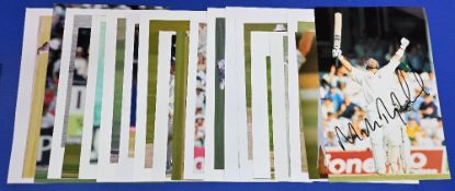 Cricket player hand signed photographs to include Brain Close Robin Smith Mark Ramprakash Ian Botham