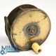 T Pape of Newcastle Maker 4" brass Salmon fly reel with white handle, strong constant check, maker's - Image 1 of 2