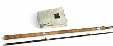 Hardy Richard Walker Carp, 10' 2 piece hollow Fibalite glass rod, olive whipped guides, red agate