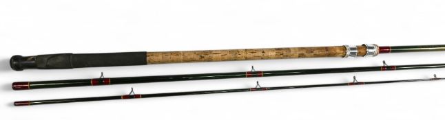 Shakespeare Boron Mach 2, 13' 3 piece float rod, lined guides, whipped burgundy, tipped gold,