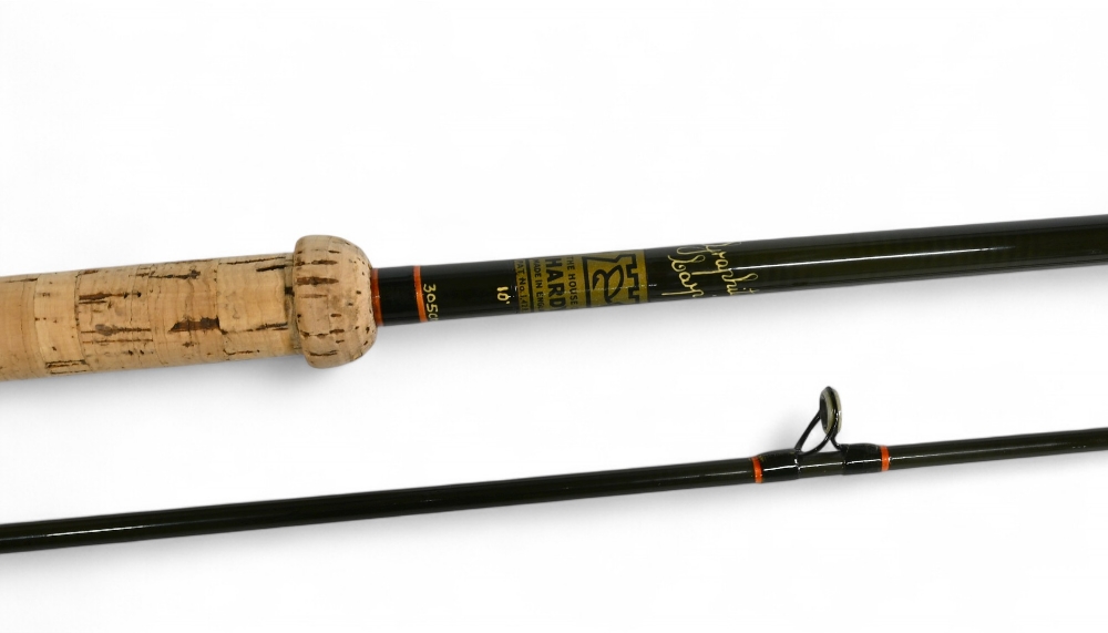 Scarce Hardy Graphite Carp rod, 10' 2 piece, Fuji rings whipped black, tipped red on grey carbon - Image 2 of 4