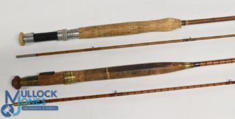 Foster Bros, Makers Ashbourne, steel centred split cane fly rod No 63582, 9ft 2pc, brass sliding