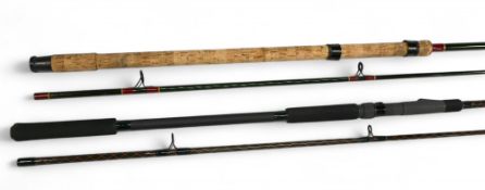 Silstar Boron Graphite 11' 2 piece high density spinning rod, lined guides, cork handle with sliding