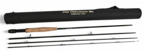 DSE Precision 9' 4 piece carbon travel fly rod, #5/6, plastic wrap cork handle, fly keeper ring,