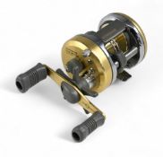 Shimano Corsair CS300A multiplier casting reel in champagne finish, Malaysia stamped to the foot,