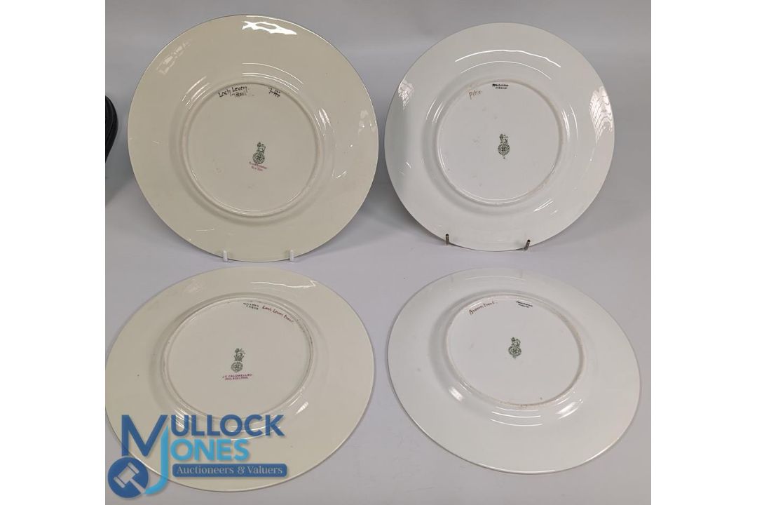 Collection of 4 Royal Doulton named fish plates, painted by C Holloway brown Trout, Pike, Lock Leven - Image 2 of 2
