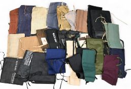 28x Fishing Rod Bags: assorted sizes and makers, most unbranded and some homemade - with noted