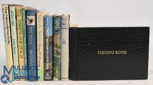 10x Fishing Books to include Fishing Book (Records Book with one entry), Dressing Flies for Trout