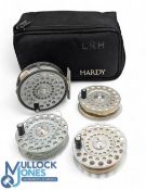 Hardy Bros LRH Lightweight alloy trout fly reel with 3 spare spools, 3 3/16