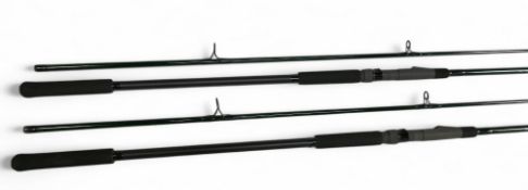 2 x Shakespeare Quadra Carp rods, 12' 2 piece, high modulus carbon, 2lb TC, Duplon handles with