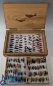 Fine collection of over 150 salmon flies, single, double & treble hooks, variety of patterns, hook