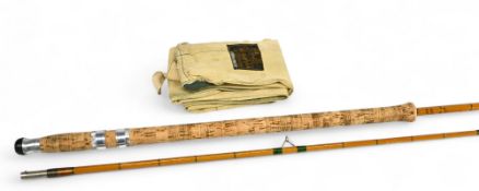 Hardy The County Palakona 9' 2 piece split cane spinning rod, No. H30338, copper whipped ferrule and