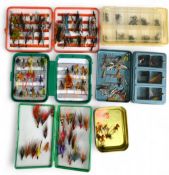 Mixed collection of salmon, trout & sea trout flies, in single, double and treble format, some