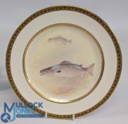 Royal Doulton cabinet plate with finely painted decoration of Salmon fish, signed G Wilson, 23cm -