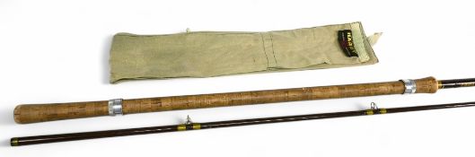 Hardy Richard Walker Carp, 10' 2 piece hollow Fibalite glass rod, olive whipped guides, red agate