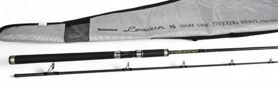 Shimano Lesath shore game extra heavy carbon rod, 9' 2 piece, line 10-30lb, casting weight 1-4oz,