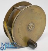 P D Malloch Maker, Perth brass salmon fly reel, 4 ¾