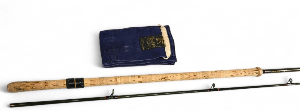 Scarce Hardy Graphite Carp rod, 10' 2 piece, Fuji rings whipped black, tipped red on grey carbon