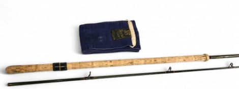 Scarce Hardy Graphite Carp rod, 10' 2 piece, Fuji rings whipped black, tipped red on grey carbon