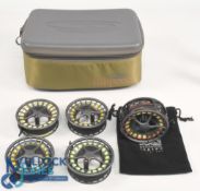 Lamson USA Remix alloy R-7+ salmon fly reel with 4 spare spools, 4