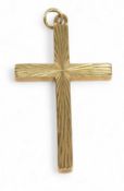 9ct Gold Cross / Crucifix with loop for pendent 4.5cm ornate front plain back 8g