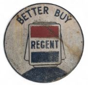 Original Regent Petrol Better Buy Aluminium Forecourt sign, single sided sign, with age related wear