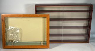 2x Good glazed Diecast /Collectors Model wall mounted Display Cases, a small one with glass