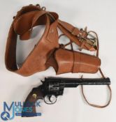 Replica Sussex Armoury Revolver together with a brown leather Holster and Gun Belt