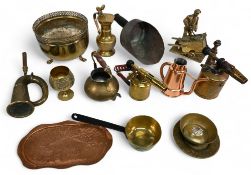 Brass & Copper Collectables: with noted items of a period scoop, brass miner figure, petrol burners,