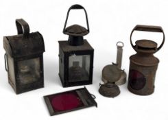 LMS Railway Lamp Tarner, plus a British Rail lamp and other railway lamp parts