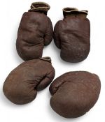 2x Pairs of Period Lillywhite Frowd of London Made in England Boxing Gloves, leather with fabric