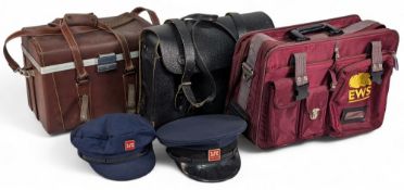 Old Train & Transportation Uniform Cap Cases: to include a n EWS railway fitted case, two unnamed