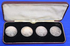 Victoria Double Florin Specimen Set For the years 1886, 1887, 1889, 1890 housed in the original