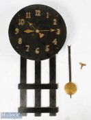 C1910 Early 20th century 8-Day Oak Wall Clock in the style of Charles Rennie Mackintosh with brass