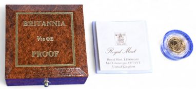 Tenth Ounce Proof Gold Britannia from 1989. Supplied in a screw top capsule with a face value of £