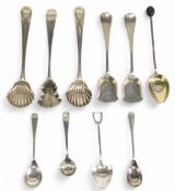 Selection of Hallmarked Silver Mustard and Salt Spoons various hallmarks 3 mustard spoons, salt
