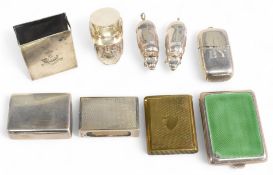 Selection of Hallmarked Silver Vesta Cases various hallmarks 2 Pig examples, 2 Victorian,