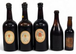 1929-1978 Royalty Beer Bottles, a 1929 Bass Prince of Wales brew, 1935 jubilee ale Allsopp, a 1977