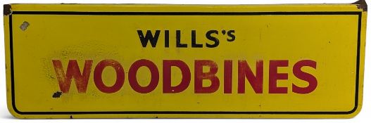 Vintage Original enamel advertising sign 'Wills Wild Woodbine cigarettes' sign yellow enamel -
