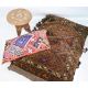 Large Indian Tribal Carpet Fabric Cushion, 104cm x 70cm and smaller decorated with shells, coins, - Image 1 of 3