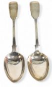 Pair of Georgian Silver Serving Spoons 1789 and 1794 having monogram MLA total weight 160g