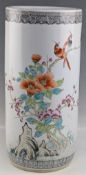 Chinese Famille Rose Ceramic Umbrella or Walking Stick Stand, 46cm tall - in good condition