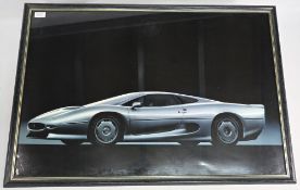 Automobile - Jaguar XJ220 Poster and Calendar - the posters framed measuring approx, t/w 1993 Jaguar