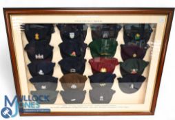 Cricket - a fine framed display of 18 County Cricket Caps and One England Cap: Derbyshire, Durham,