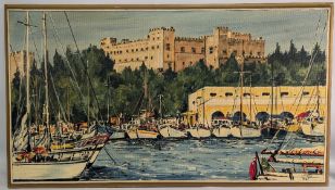 1981 J Fidoe the Grand Masters Palace Rhodes, Greece, oil on board - size #54cm x 96cm