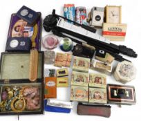 Mix lot of Collectables to include carriage clock, glass paperweights, limited edition coke cola can