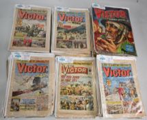 British Comics Large collection of 1960/1970/80s The Victor military comic all individually bagged