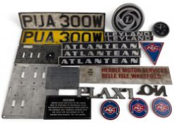 Vintage Heavy Goods Bus Coach Transportation Name Plate, switch board, number plate, Atlantean,